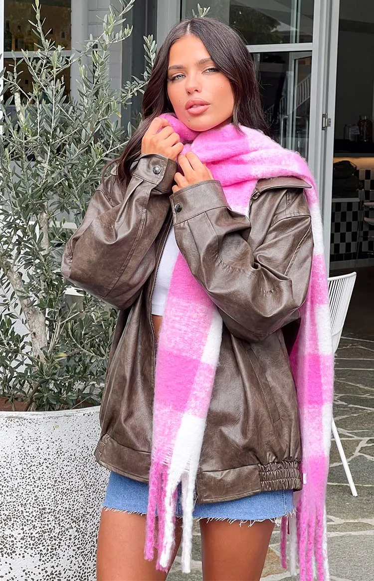 Pink Check Blanket Scarf (FREE over $215)