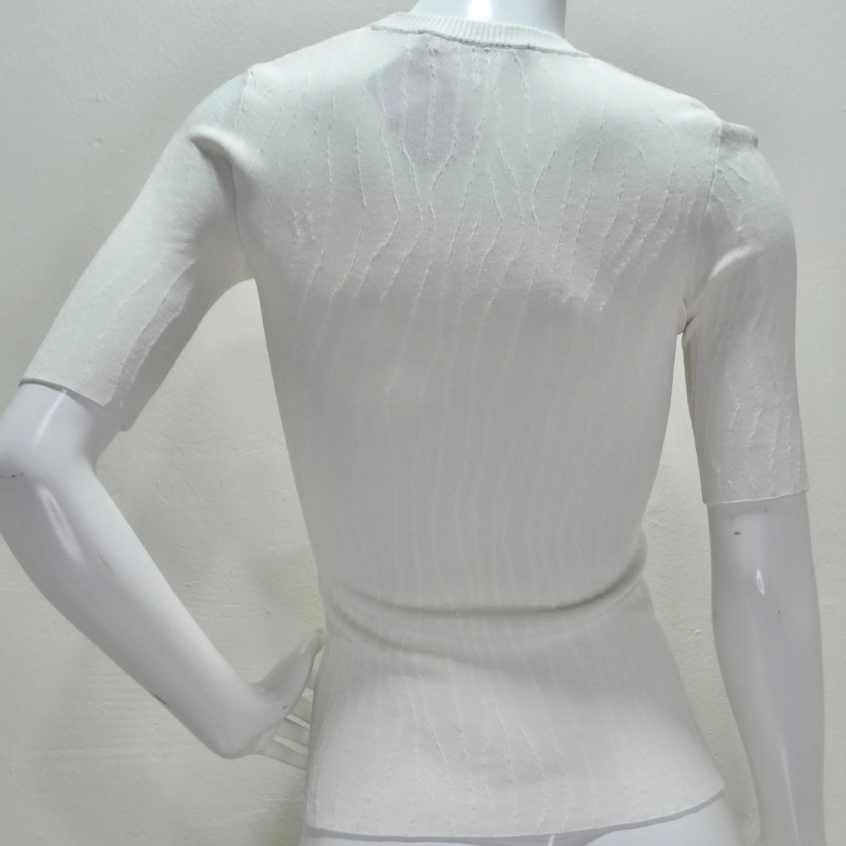 Proenza Schouler White Knit Short Sleeve Top