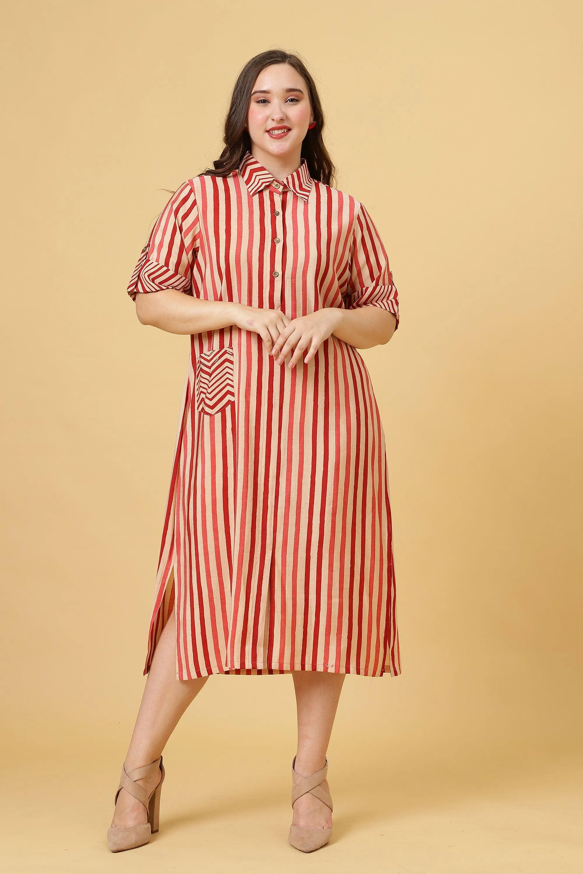 Red & White One Piece Casual Dress for Women