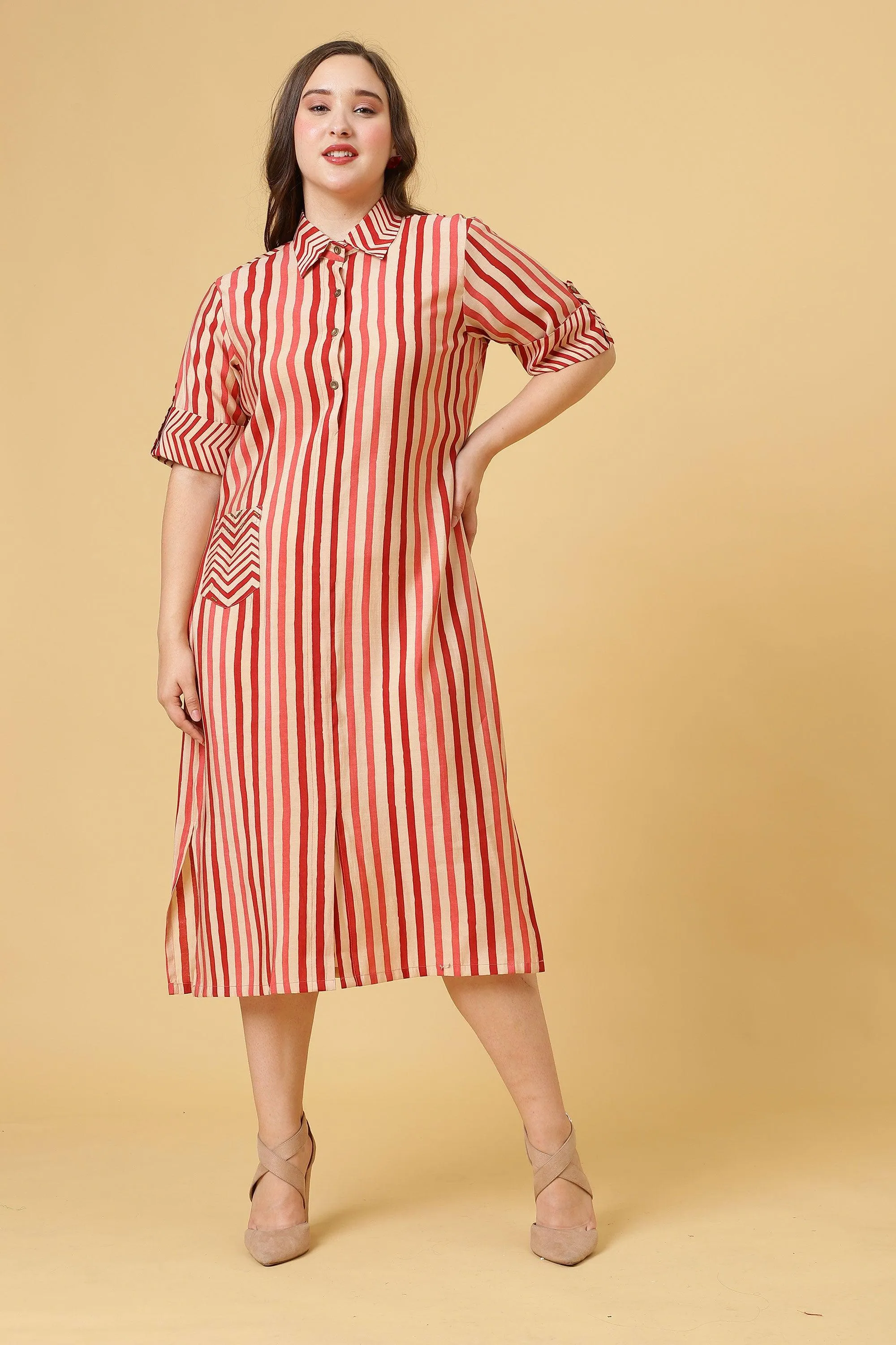 Red & White One Piece Casual Dress for Women