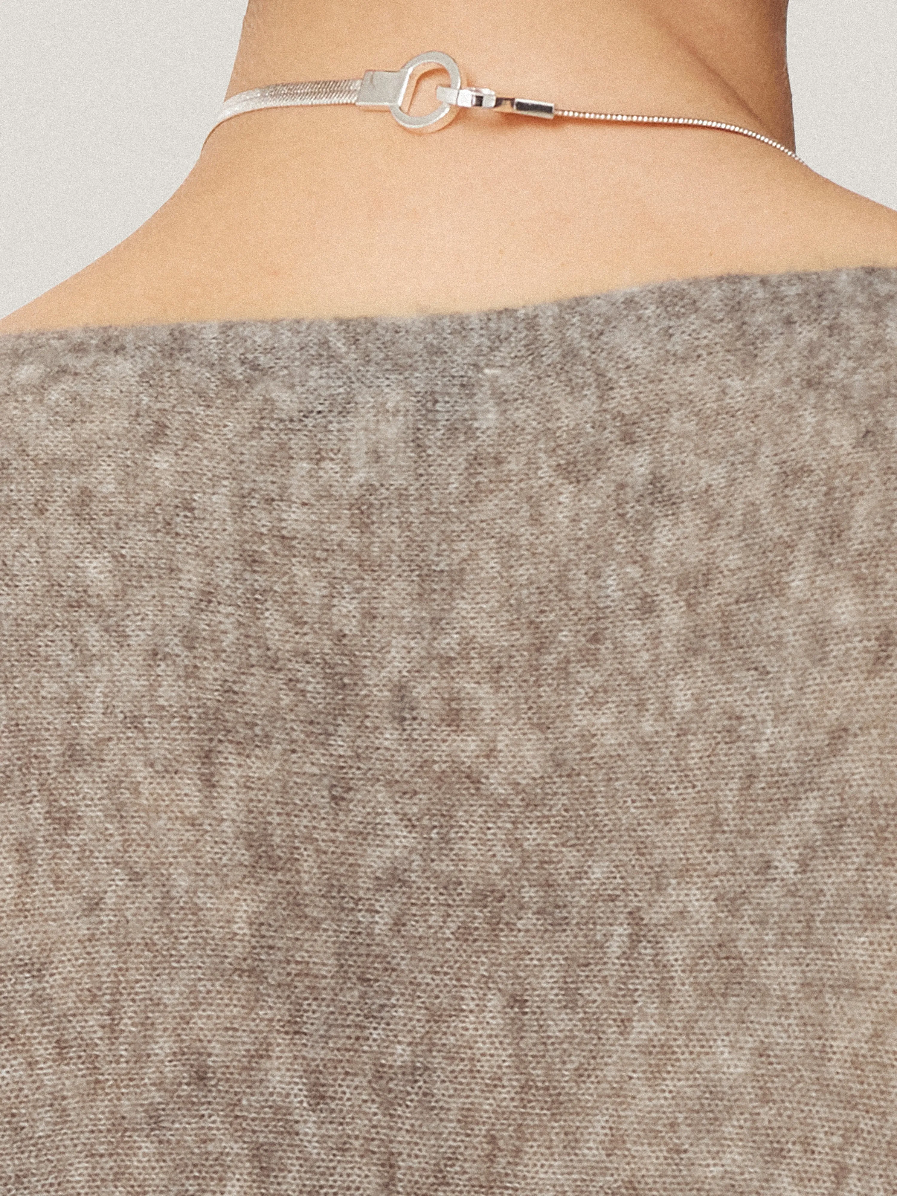 Soft Gauzy Knit Poncho Jumper | Taupe