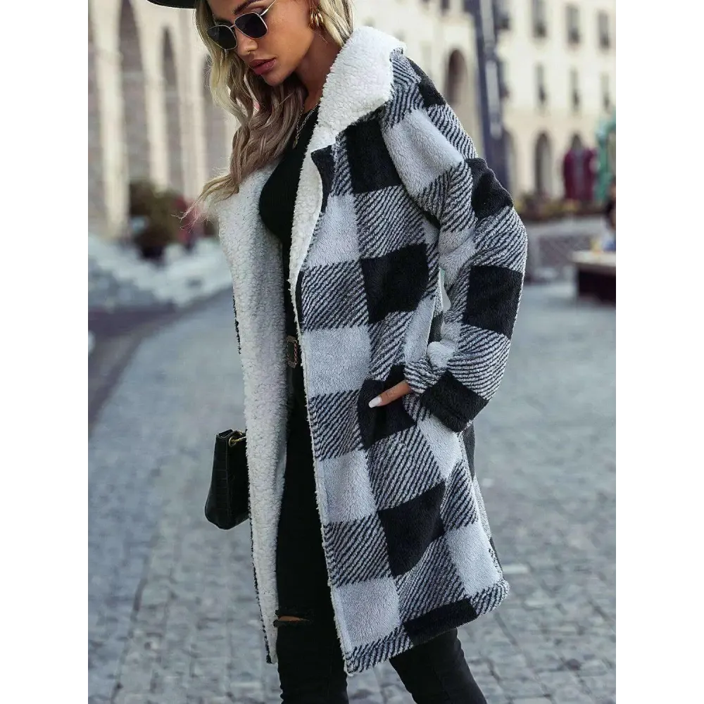 Timeless Plaid Open Front Coat Elevating Luxury Fashion for Women