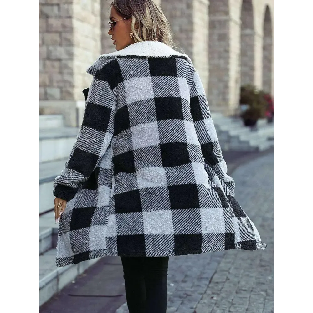 Timeless Plaid Open Front Coat Elevating Luxury Fashion for Women