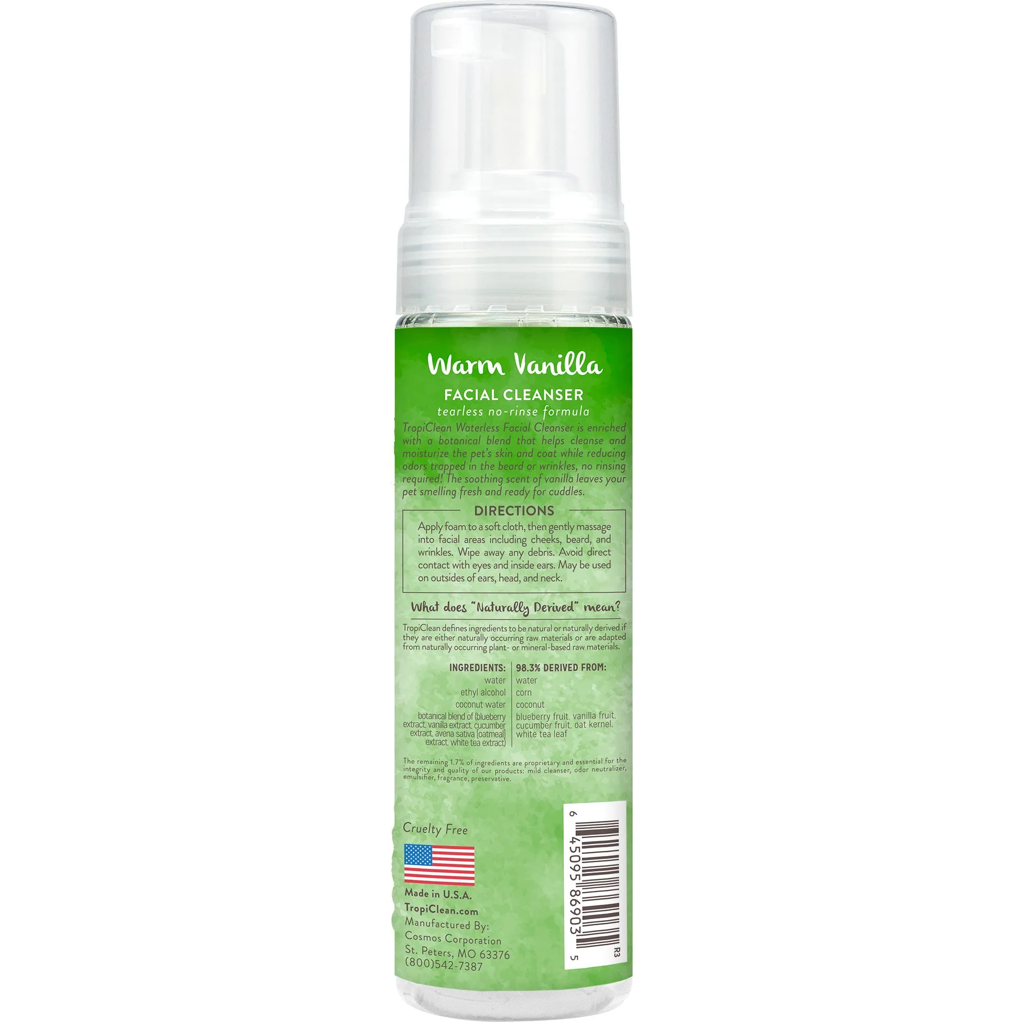 TropiClean - Warm Vanilla Waterless Facial Cleanser for Pets