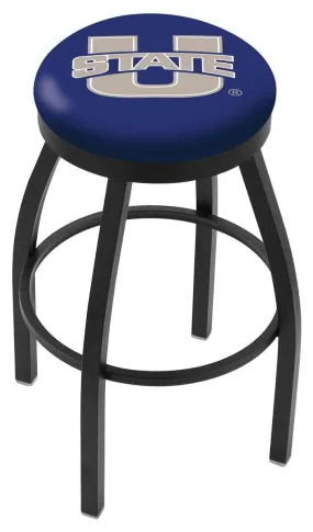 Utah State Aggies HBS Black Swivel Bar Stool with Blue Cushion