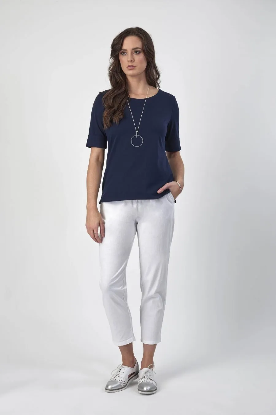 Vassalli Knit Top Boat Neck NAVY