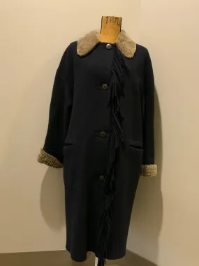 Vintage Hilary Radley Navy Blue Wool Coat