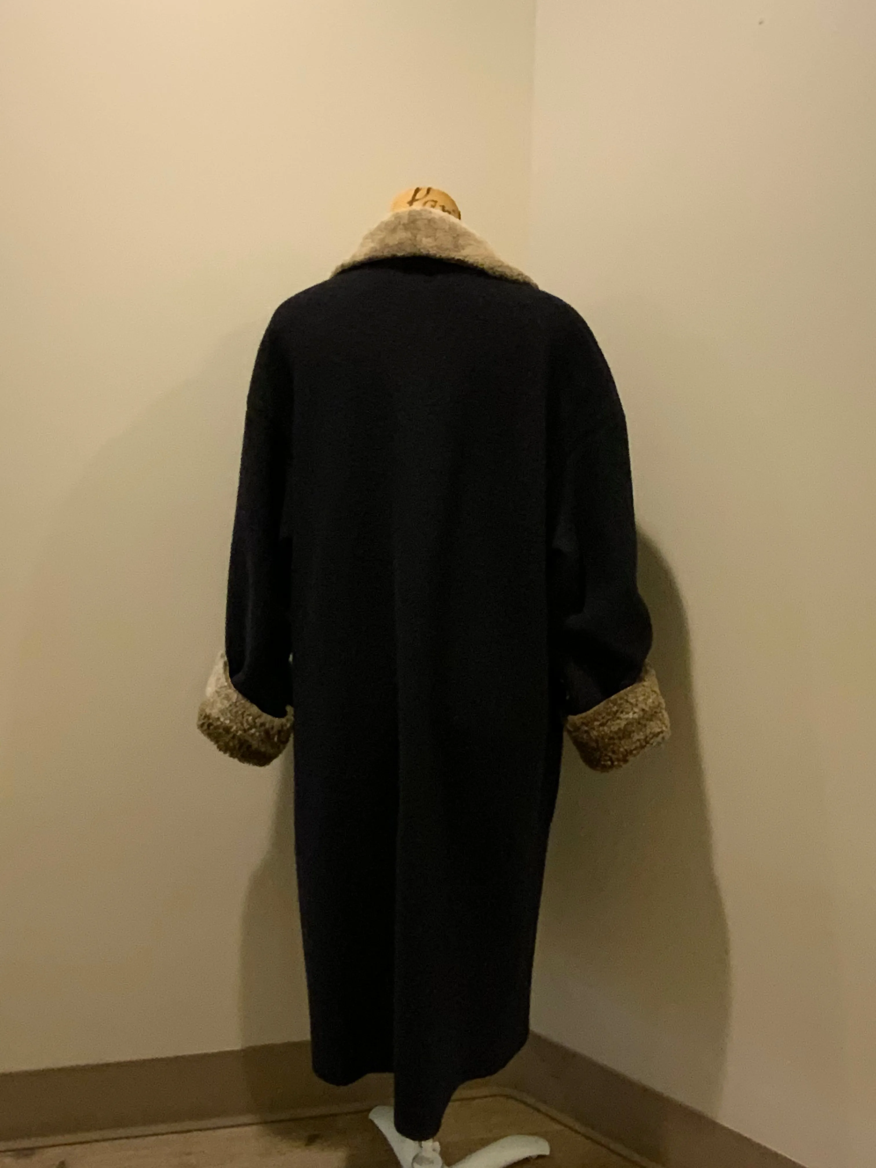Vintage Hilary Radley Navy Blue Wool Coat