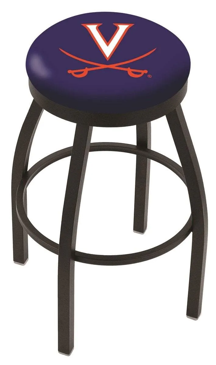 Virginia Cavaliers HBS Black Swivel Bar Stool with Blue Cushion