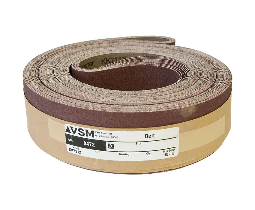 VSM Abrasive Sanding Belts 3" x 168" 80 Grit A/O - SOLD IN NEST OF 10 BELTS