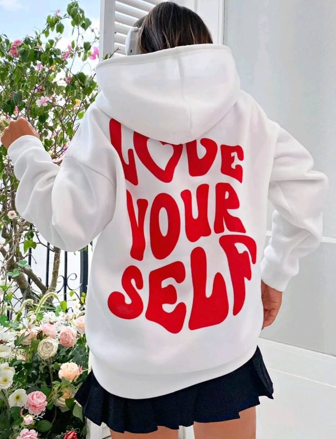 White & Red Love Hoodie