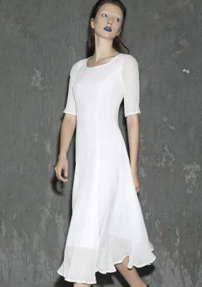 White linen dress maxi dress women dress long prom dress(1307)