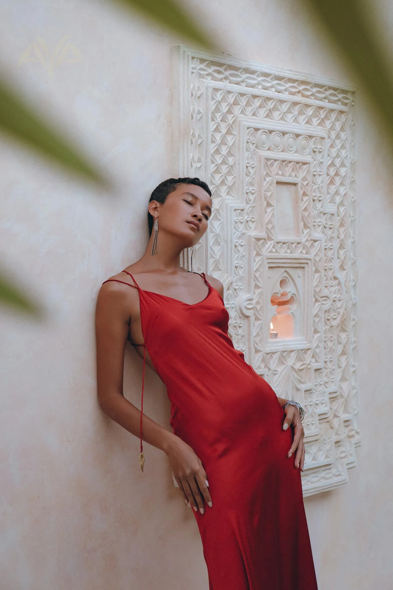 Wine Red Silk Slip Dress • Peace Silk Dress • Evening Bohemian Dress