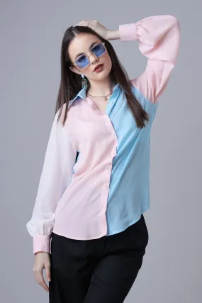 Women Pink Colour Blocked Casual Shirt