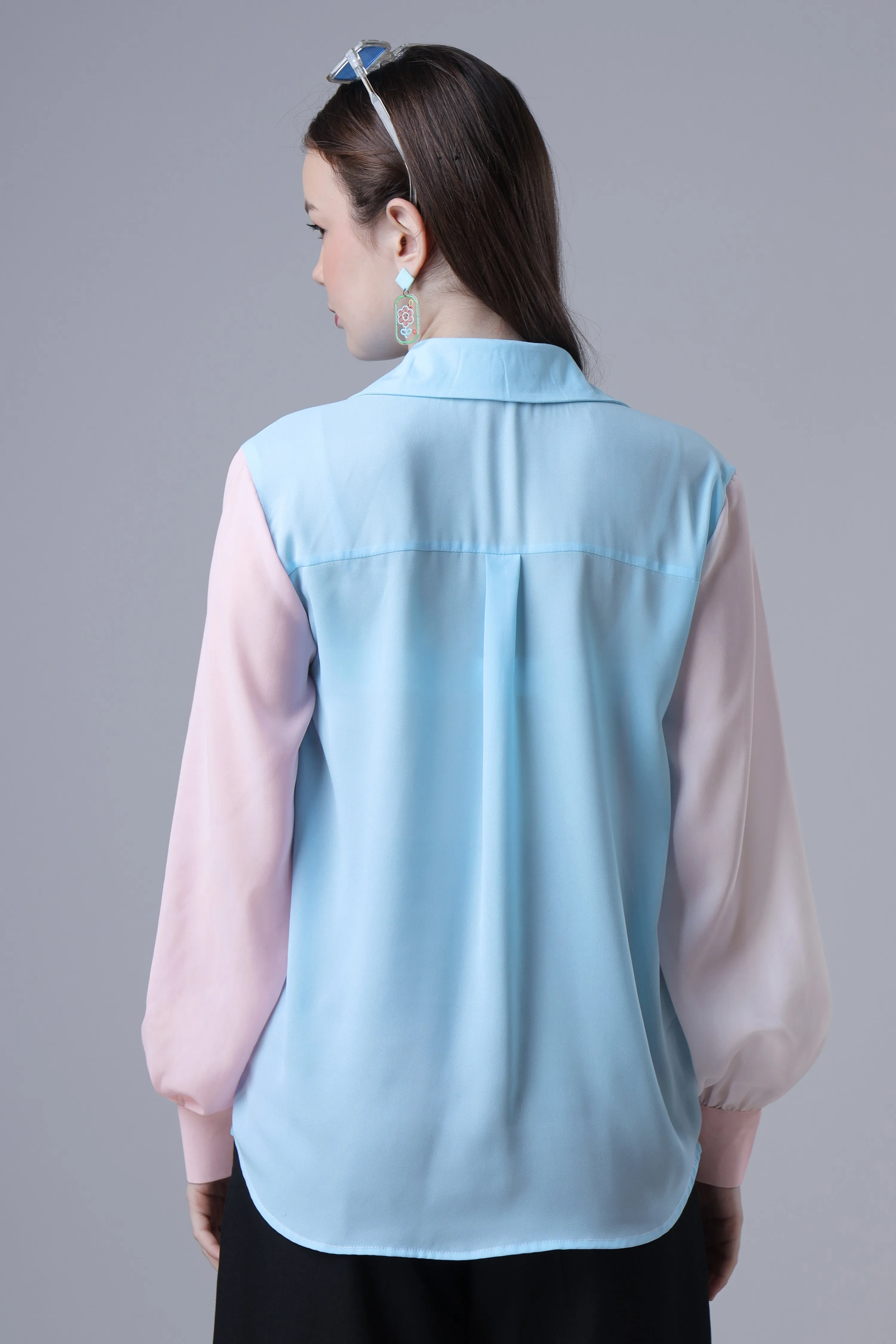 Women Pink Colour Blocked Casual Shirt