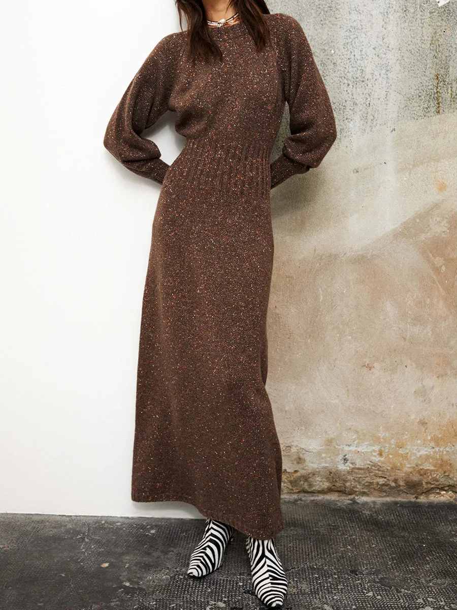 Women's Fashion Solid Color Casual Long Knitted Dress