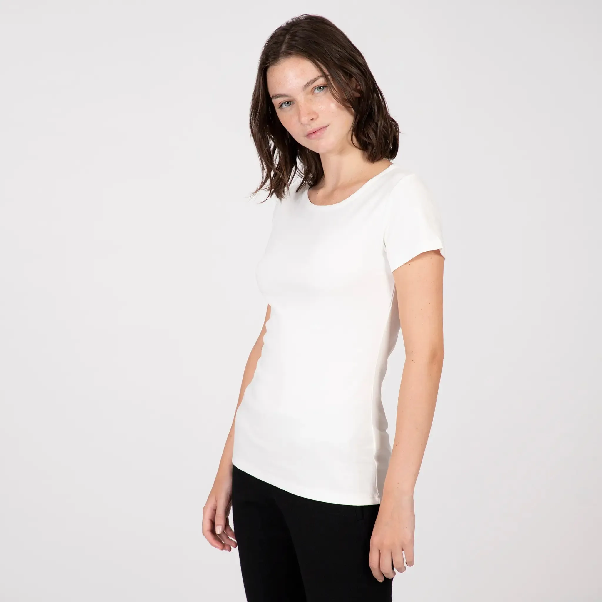 Women's Organic Pima Crew Neck Tee- Relaxed Fit