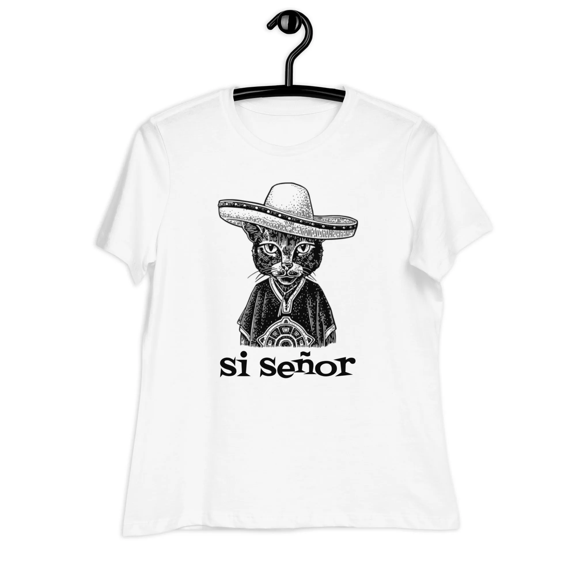 Women's Relaxed Soft & Smooth Premium Quality T-Shirt Si Señor Cat Design by IOBI Original Apparel