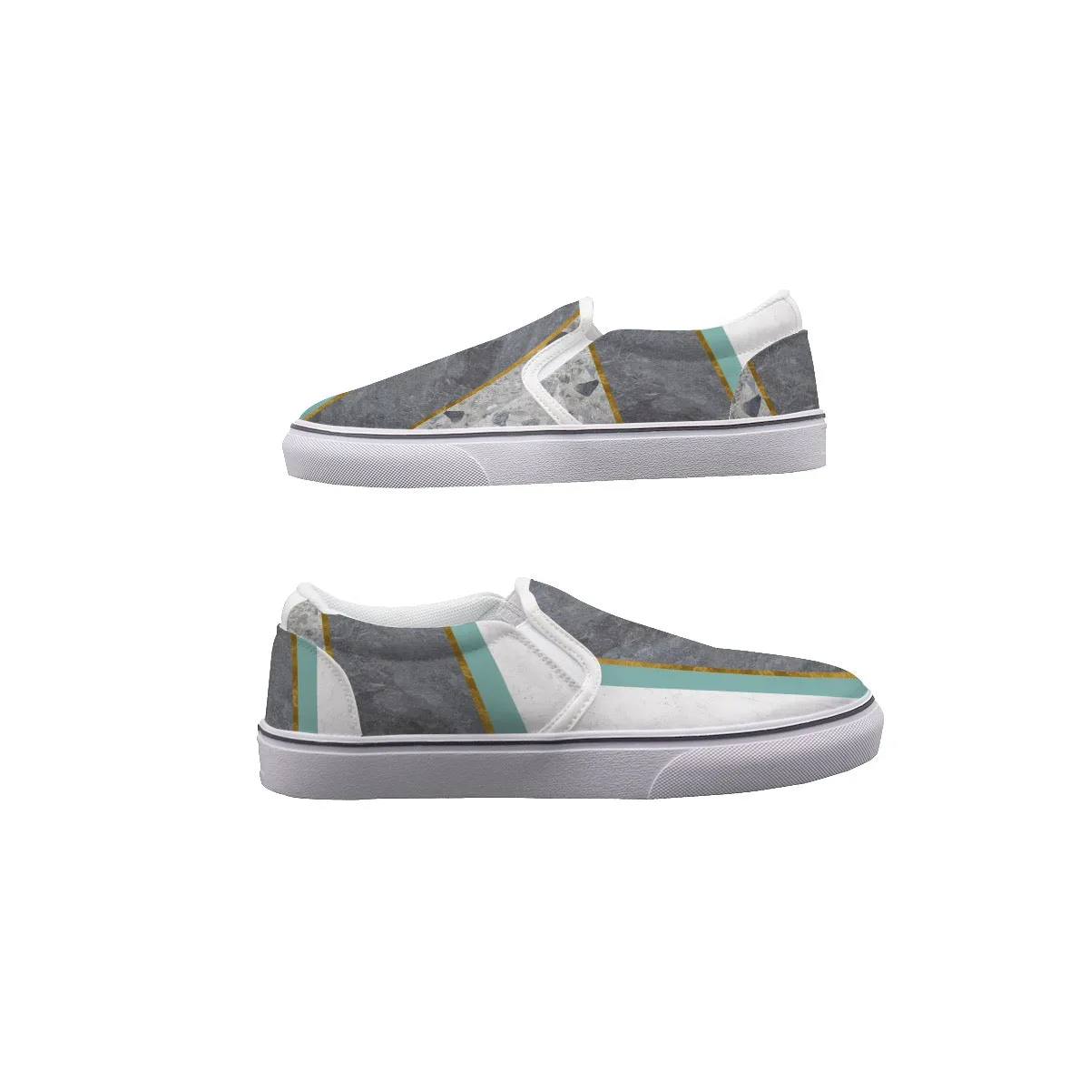 Women's Slip On Sneakers 133 gray and Sage abstract print