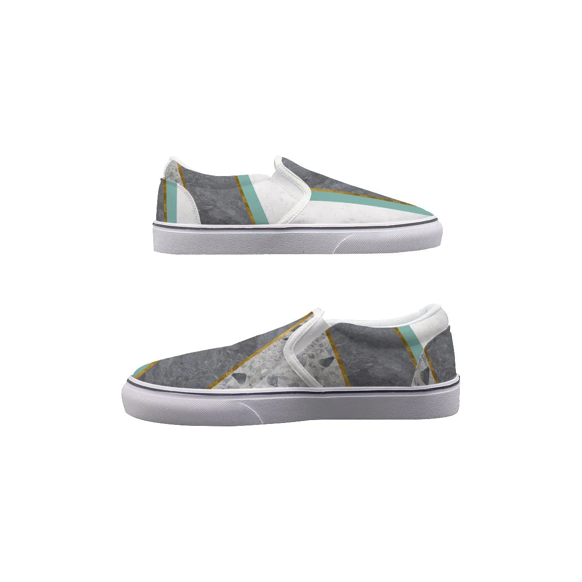 Women's Slip On Sneakers 133 gray and Sage abstract print