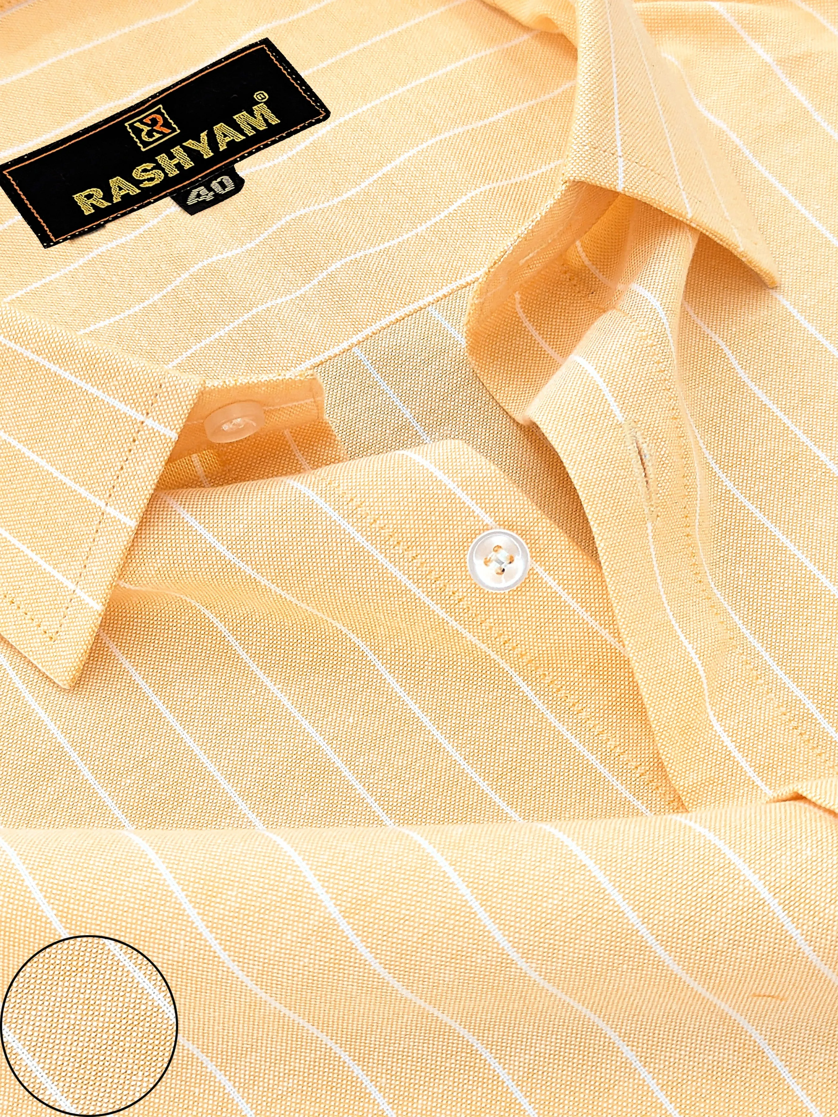 Zodiac White Stripe On Yellow Luxury Oxford Cotton Formal Shirt For Men