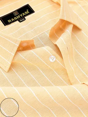 Zodiac White Stripe On Yellow Luxury Oxford Cotton Formal Shirt For Men